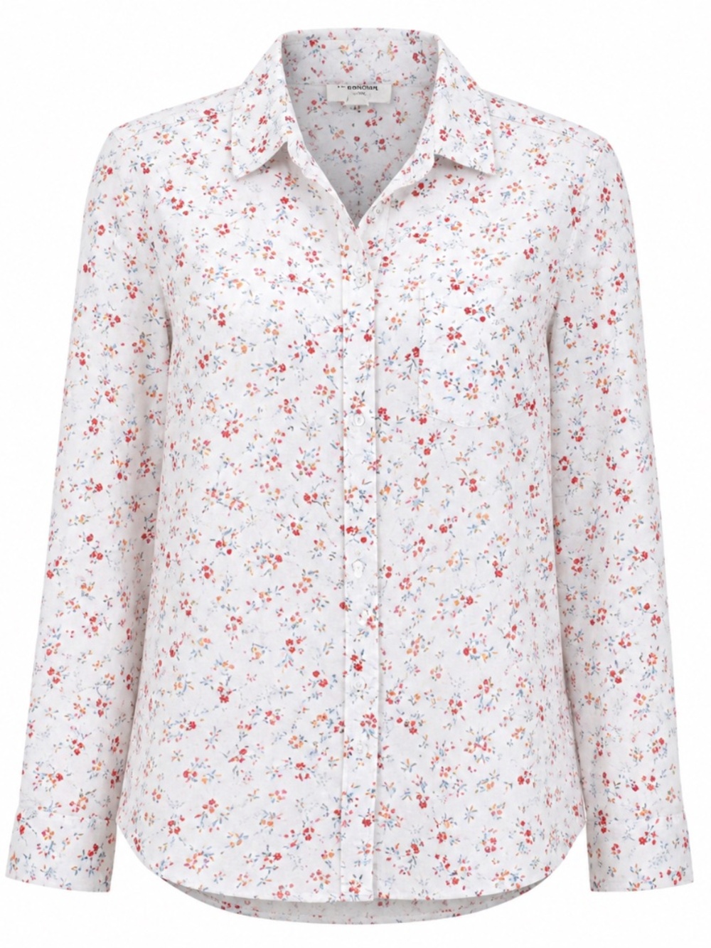 BeachLunchLounge White Floral Button Front Blouse Size Small - Picture 1 of 7